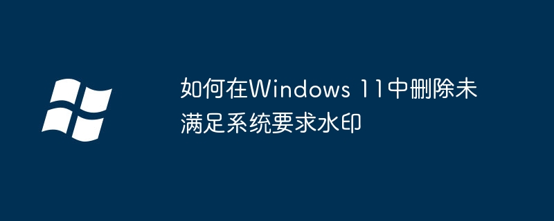 2024年如何在Windows 11中删除未满足系统要求水印