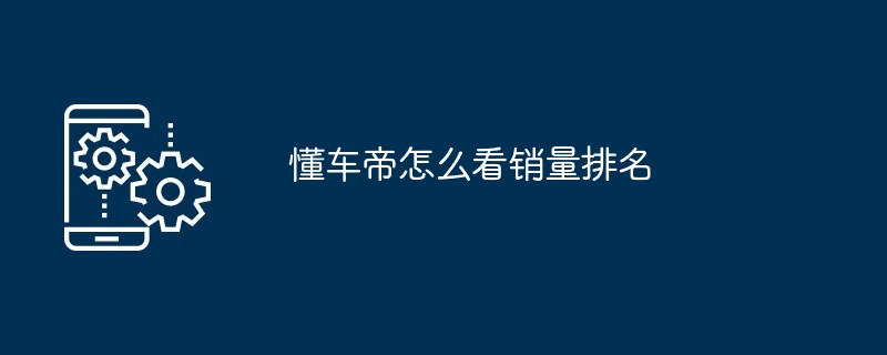 2024年懂车帝怎么看销量排名