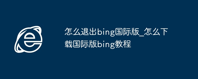 2024年怎么退出bing国际版_怎么下载国际版bing教程