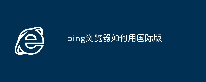 2024年bing浏览器如何用国际版